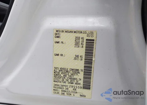 2015 Nissan Altima 2.5/S/Sv/Sl from USA, damaged, VIN 1N4AL3AP4FC295559